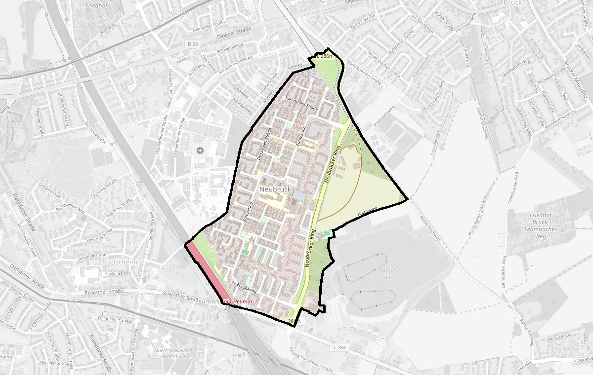 Karte: Grenze des Stadtteils Neubrück – Immobilienmakler Köln Neubrück