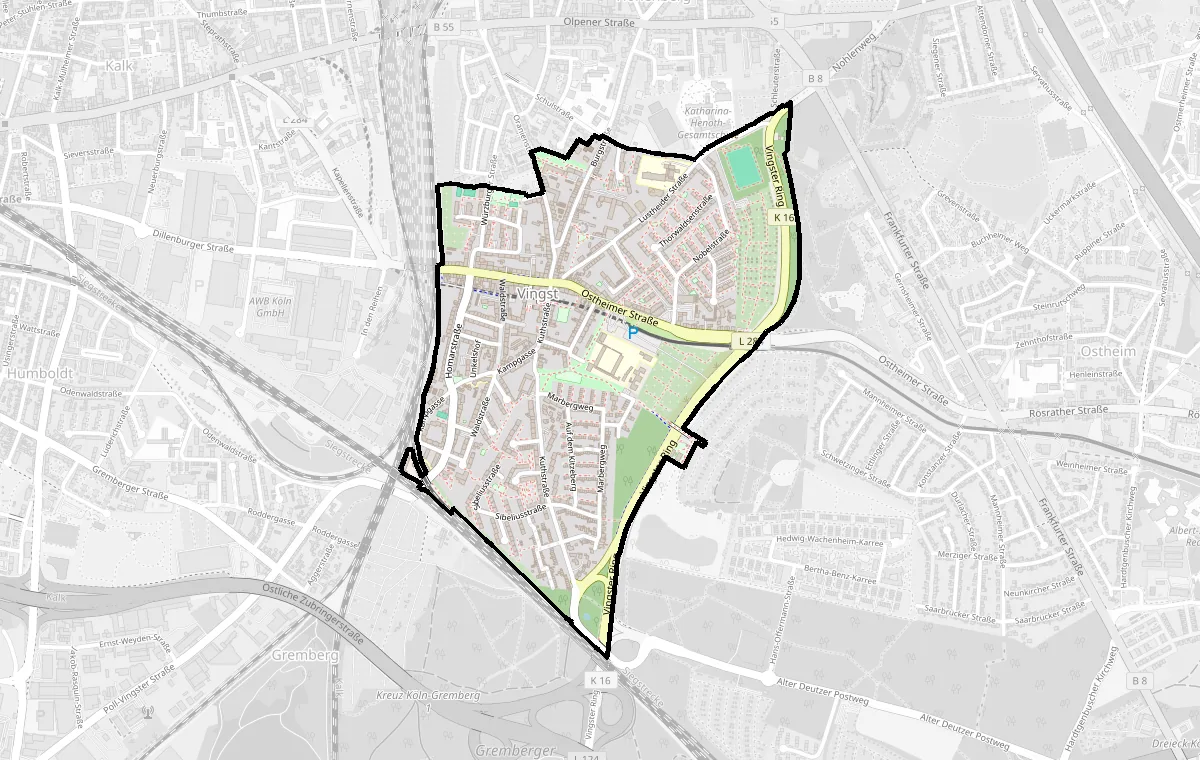 Karte: Grenze des Stadtteils Vingst – Immobilienmakler Köln Vingst
